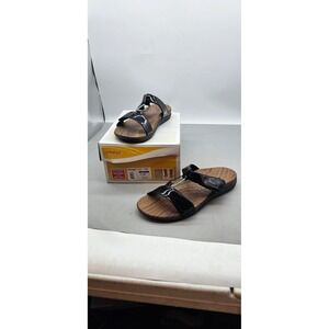 Orthaheel Layla II Black Patent Leather Orthotic Slide Sandals Womens 9 40